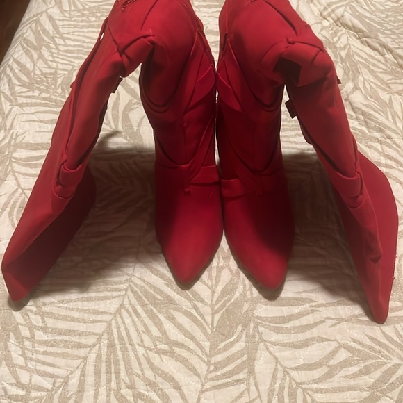 Red thigh High Women's Boots - Picture 2 of 5
